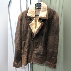 Matinique Luxury chic shearling sheepskin aviator jacket size Xl
